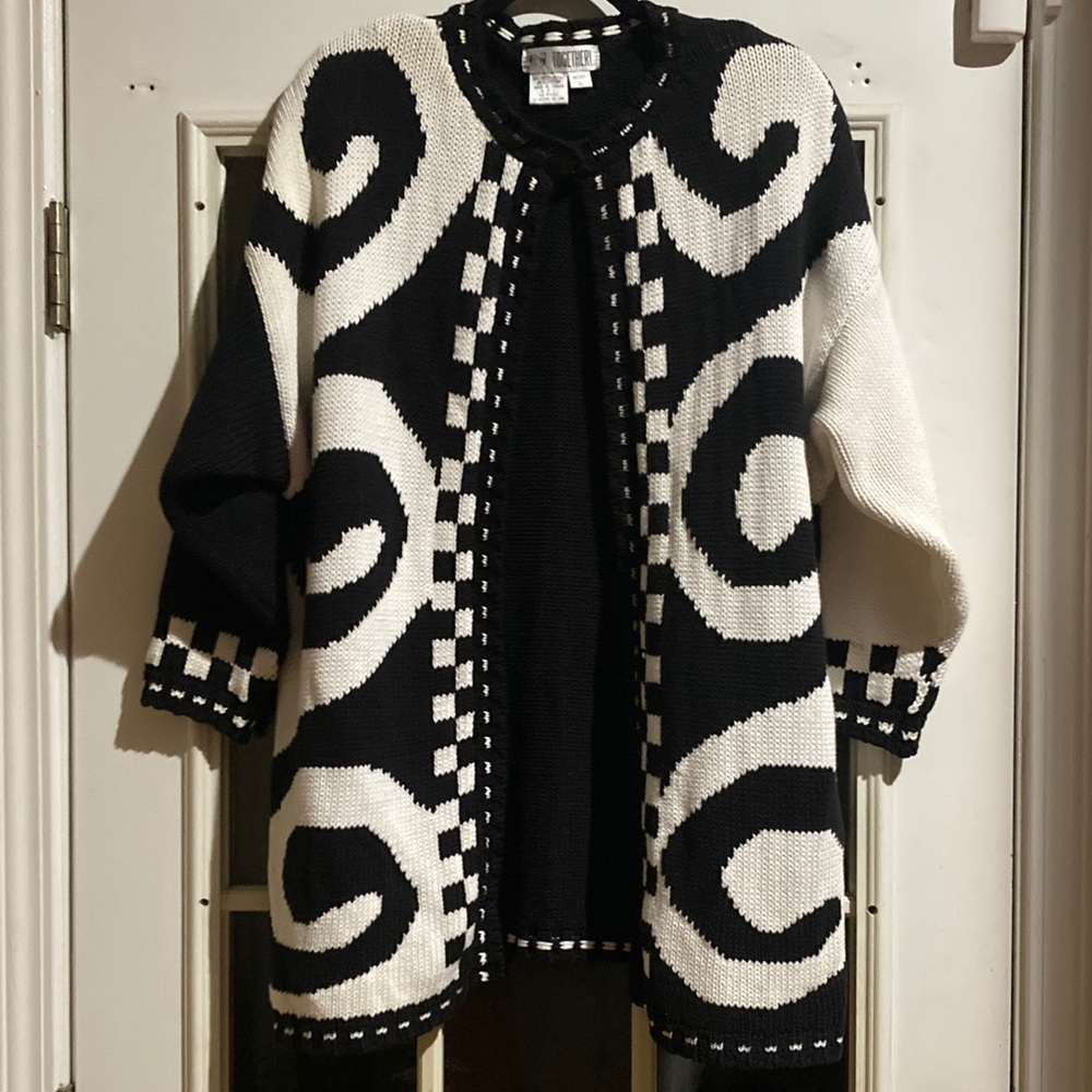 Together Black and White Swirl Cardigan